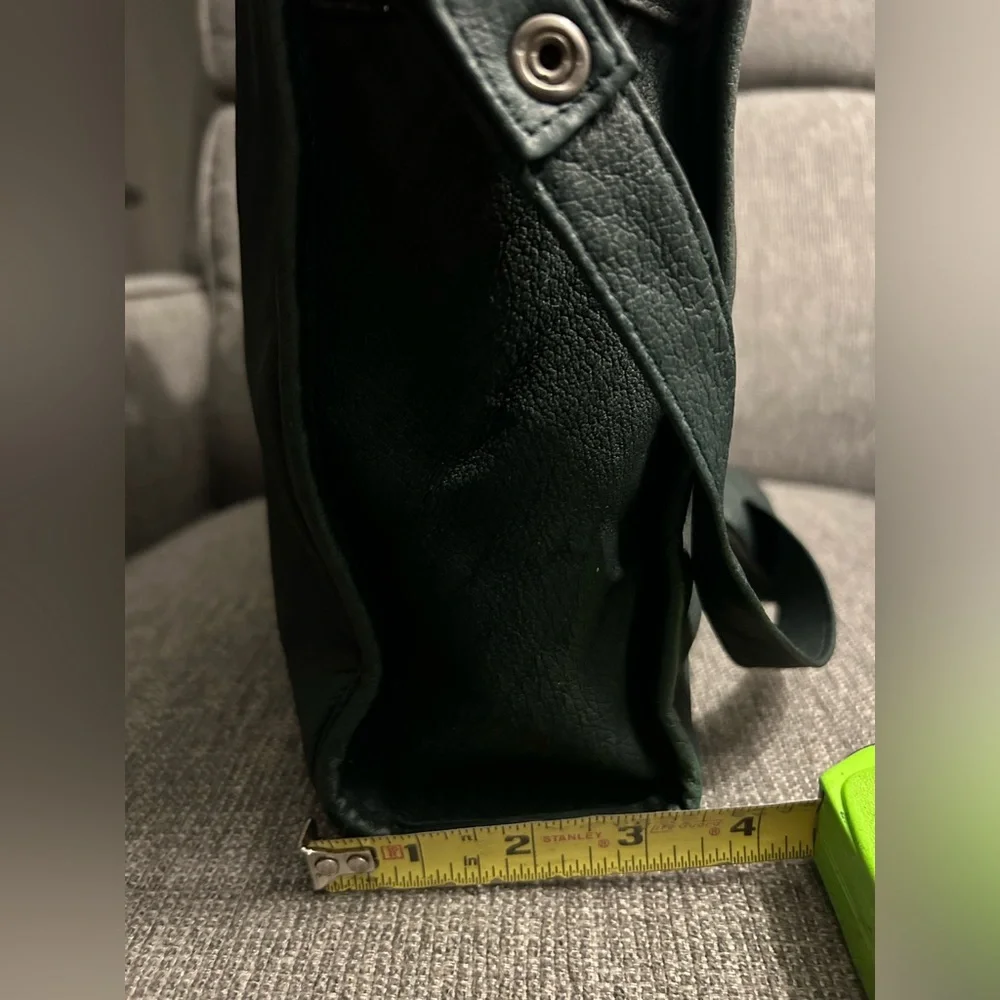 Vintage Green Leather Briefcase with Crossbody strap